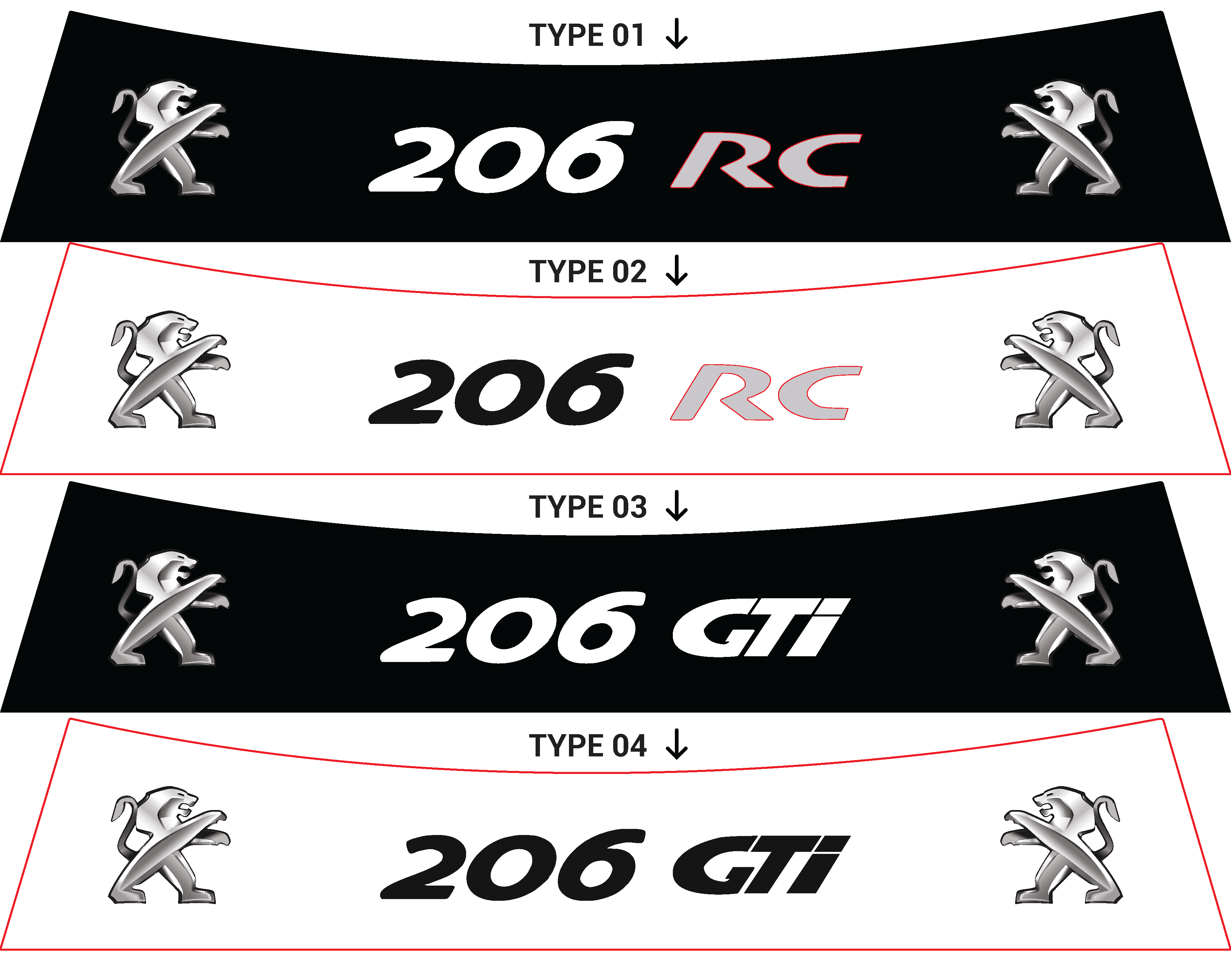 Bandeau pare-soleil Peugeot 206 RC/GTI