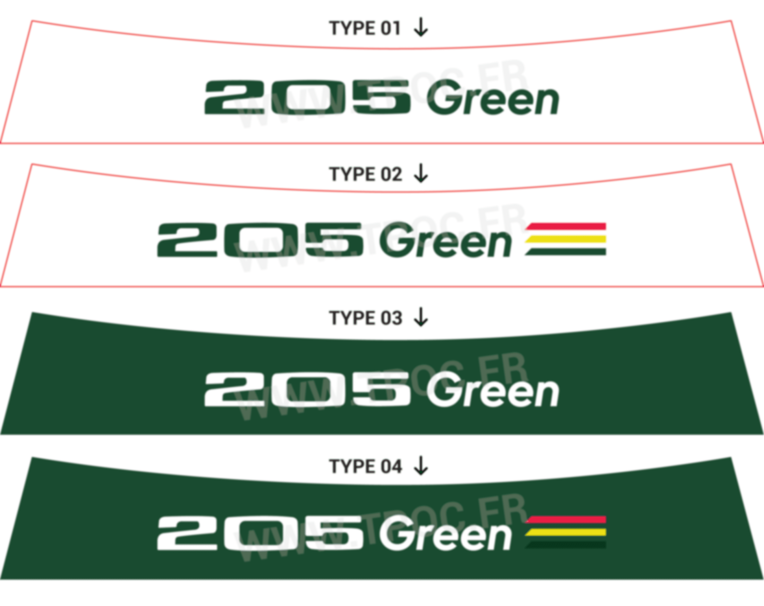 Autocollant Bandeau pare-soleil Peugeot 205 Green