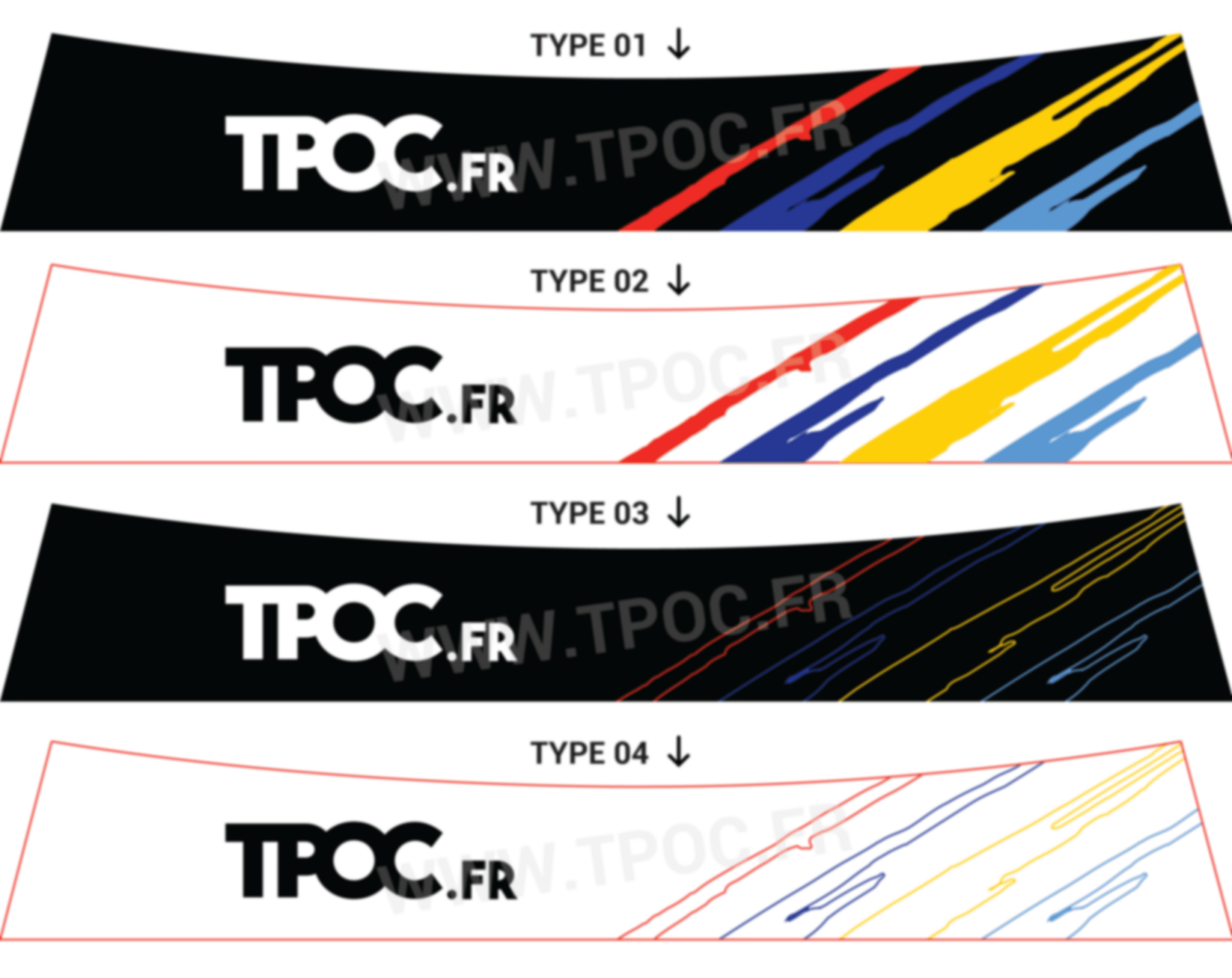 Bandeau pare-soleil autocollant Peugeot 205 TPOC.FR THE POWER OF CAR griffe PTS